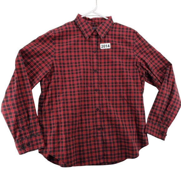Chaps Shirt Men's Long Sleeve Casual Button Up Plaid Collared Red Extra Large - Picture 8 of 8